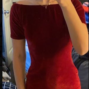 RED VELVET BOOHOO DRESS